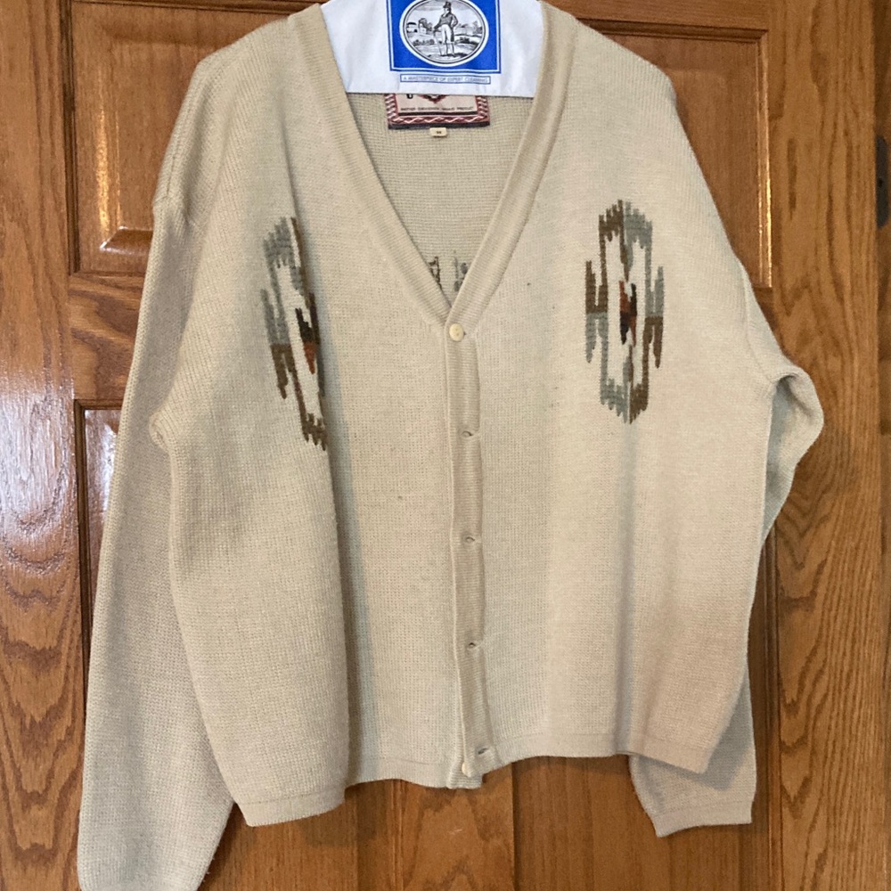 Cream V-Neck Button Front Cardigan Sweater